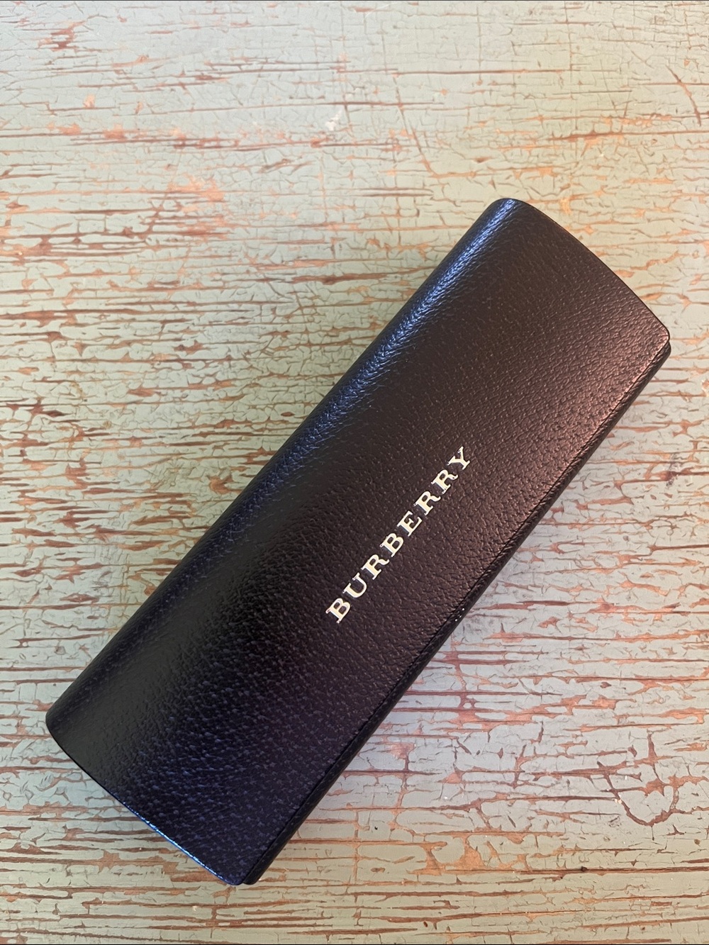 Burberry Black Pebbled Leather Glasses Case